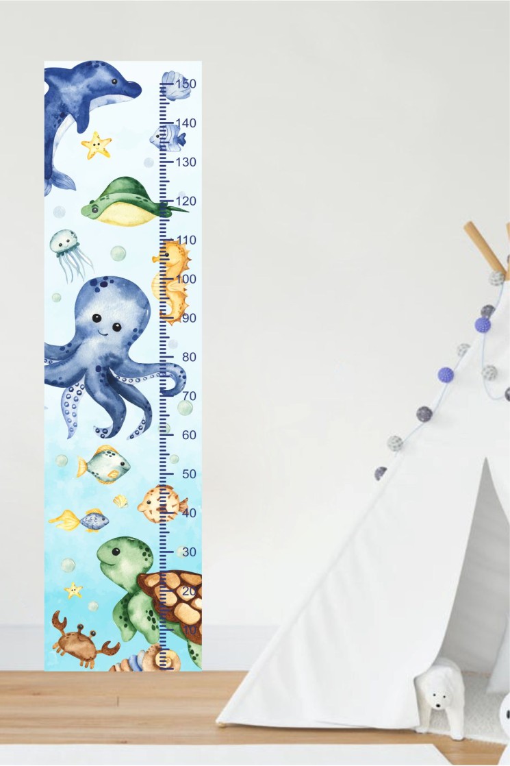 Deniz Altı Dünyası Boyölçer Çocuk Odası Stickerı