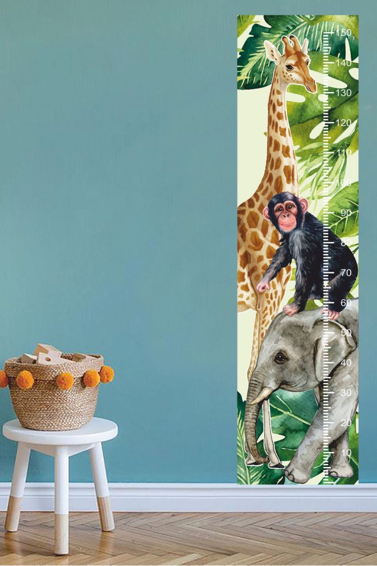 Tropikal Safari Boyölçer Çocuk Odası Stickerı