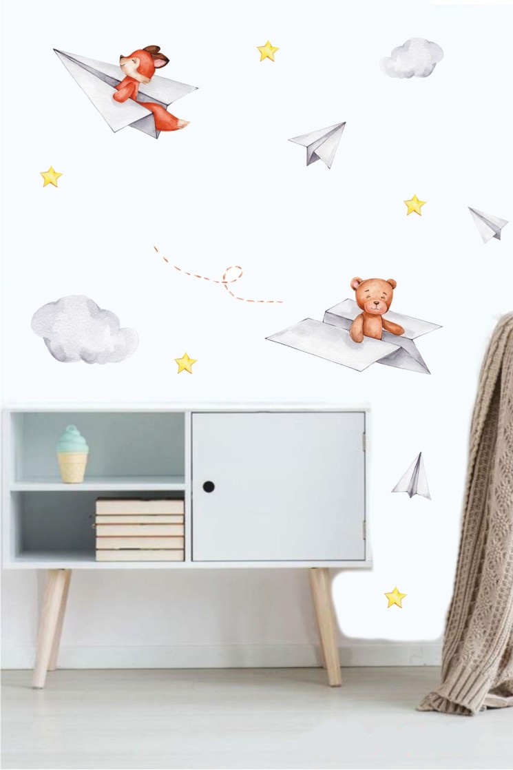 Kağıttan Uçaklar Çocuk Odası Duvar Stickerı