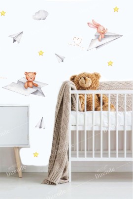 Kağıttan Uçaklar Çocuk Odası Duvar Stickerı