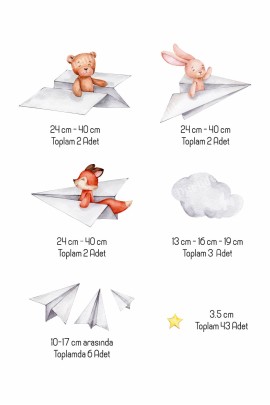 Kağıttan Uçaklar Çocuk Odası Duvar Stickerı