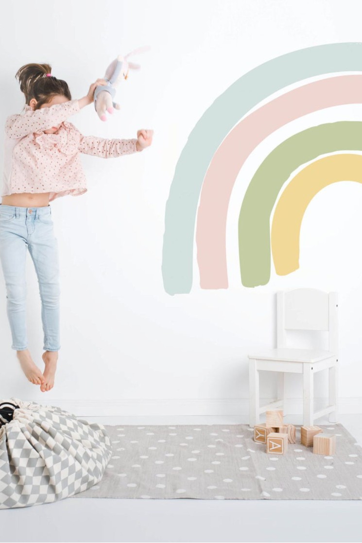 Pastel Gökkuşağı Çocuk Odası Stickerı