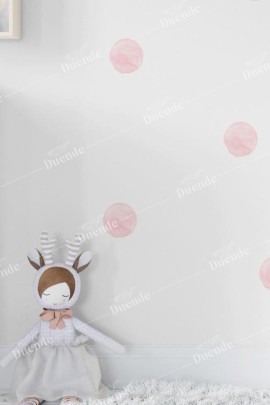 Pembe Mühür Puantiyeler Çocuk Odası Stickerı