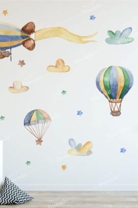 Sıcak Hava Balonları Çocuk Odası Stickerı