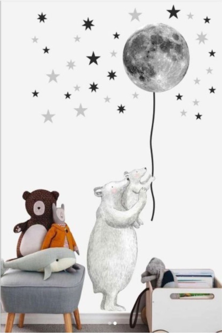 Yavrulu Beyaz Bear Çocuk Odası Stickerı