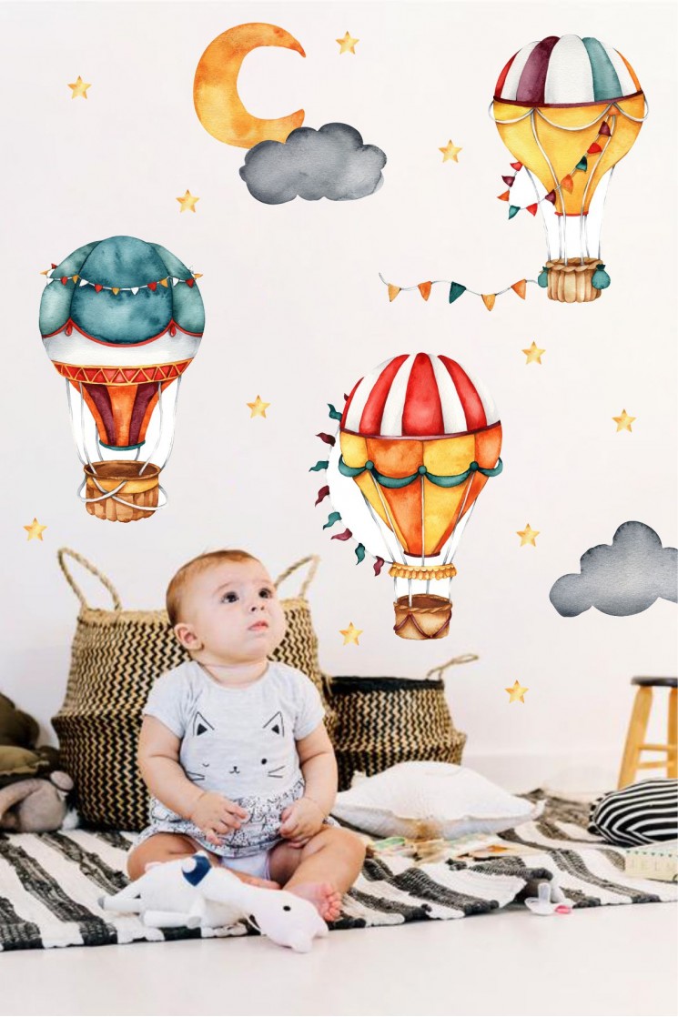 Gökkuşağı Balonları Çocuk Odası Duvar Stickerı
