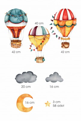 Gökkuşağı Balonları Çocuk Odası Duvar Stickerı