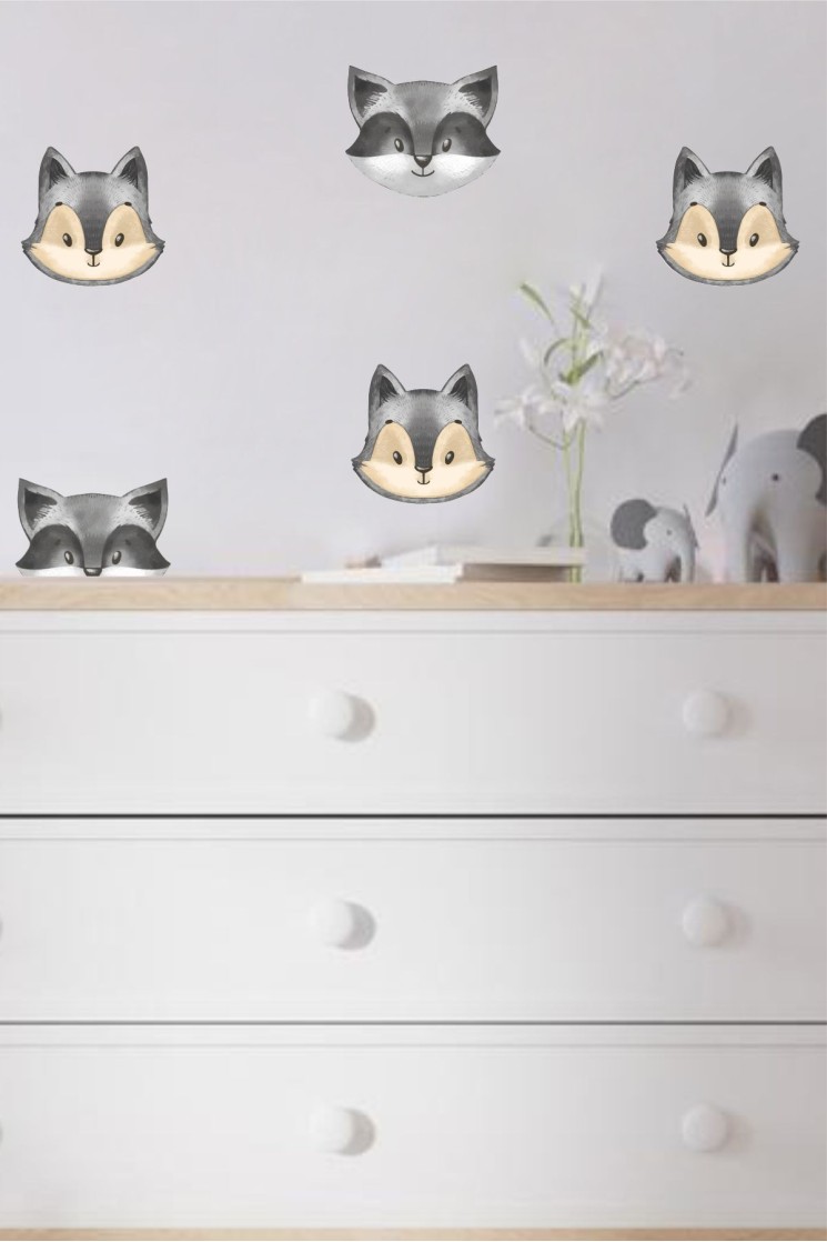 Minimal Rakun ve Sincap Arkadaşlığı Duvar Stickerı
