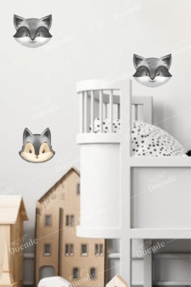 Minimal Rakun ve Sincap Arkadaşlığı Duvar Stickerı
