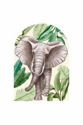 Oval Bohem Afrikan Elephant Duvar Stickerı