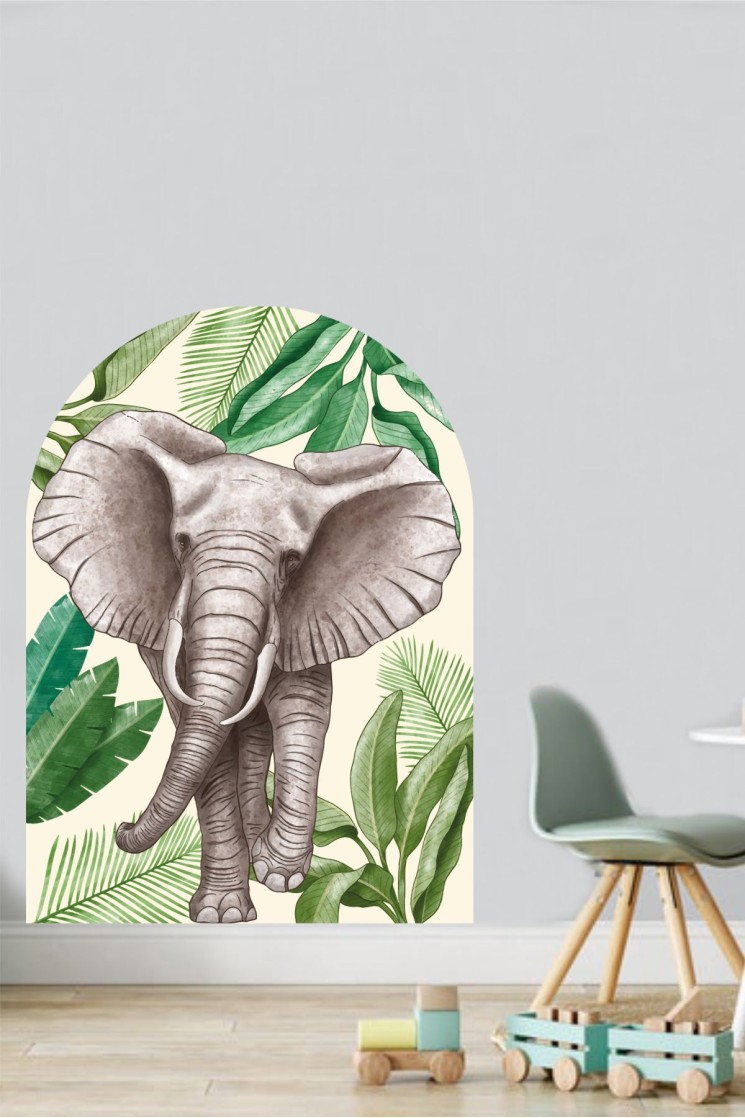 Oval Bohem Afrikan Elephant Duvar Stickerı