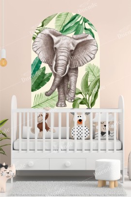 Oval Bohem Afrikan Elephant Duvar Stickerı