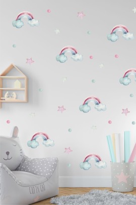 Sihirli Rainbow Çocuk Odası Duvar Stickerı
