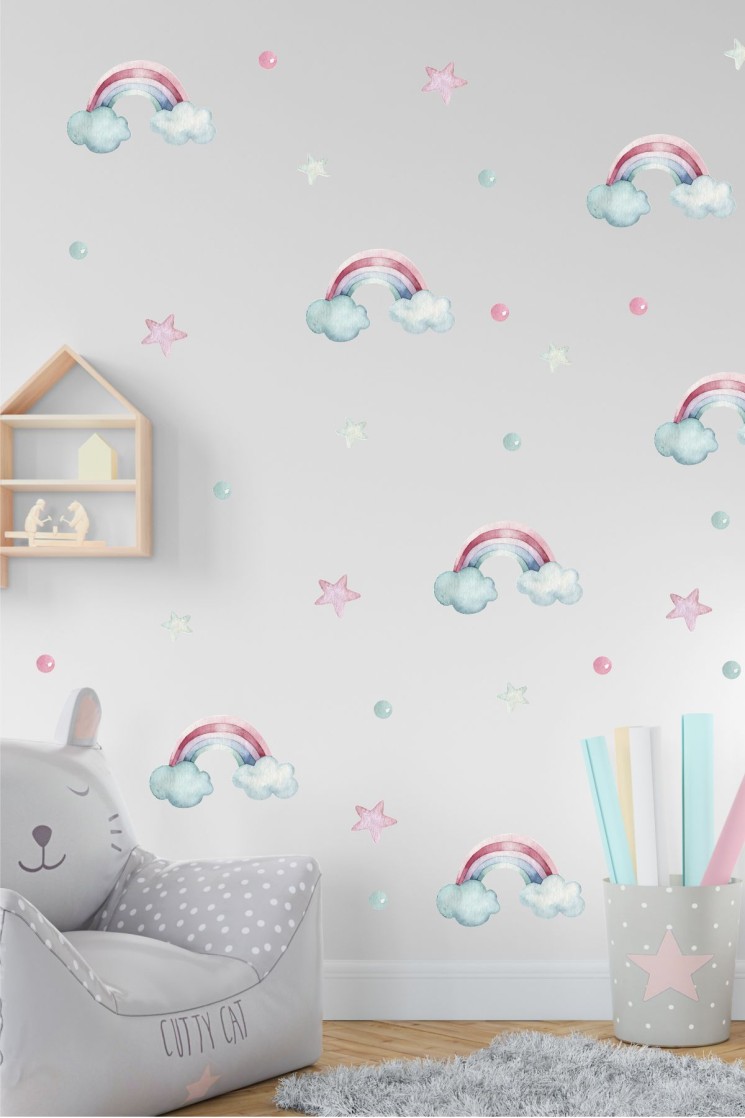 Sihirli Rainbow Çocuk Odası Duvar Stickerı