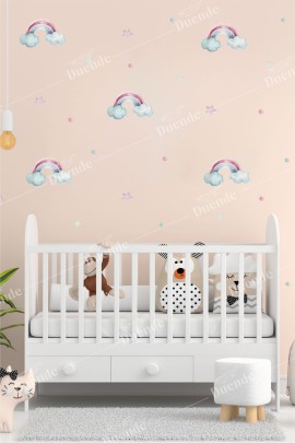 Sihirli Rainbow Çocuk Odası Duvar Stickerı