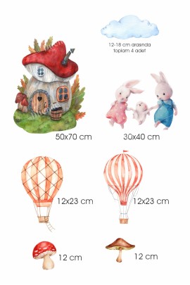 Tavşan Ailesi Çocuk Odası Stickerı