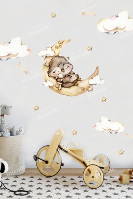 Uykucu Baykuş Çocuk Odası Stickerı
