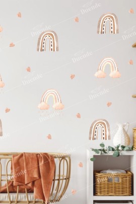 Yağmurlu Bohem Gökkuşağı Çocuk Odası Stickerı