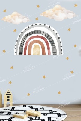 Yağmur Sonrası Gri Gökkuşağı Çocuk Odası Duvar Stickerı