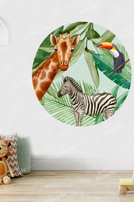 Yuvarlak Bohem Afrikan Safari Duvar Stickerı