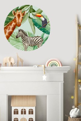 Yuvarlak Bohem Afrikan Safari Duvar Stickerı