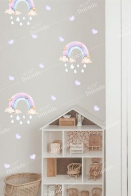 Yıldızlı Gökkuşağı Çocuk Odası Duvar Stickerı