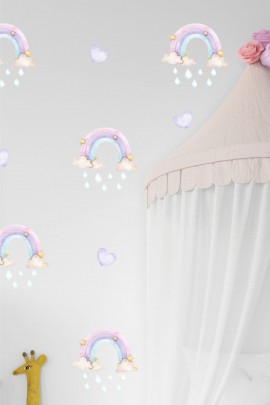 Yıldızlı Gökkuşağı Çocuk Odası Duvar Stickerı