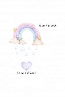 Yıldızlı Gökkuşağı Çocuk Odası Duvar Stickerı