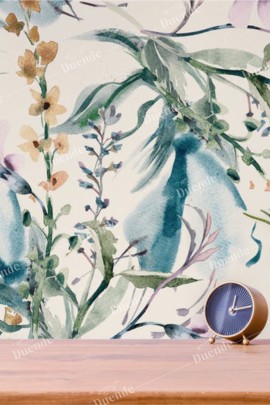 Watercolor Zambaklar Dekoratif Duvar Kaplama Folyosu